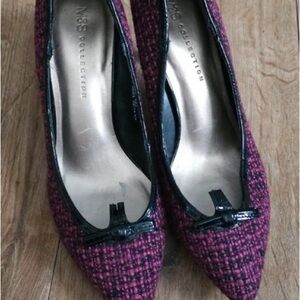 Marks & Spencer Pink Berry Tweed Pointed-Toe Flats